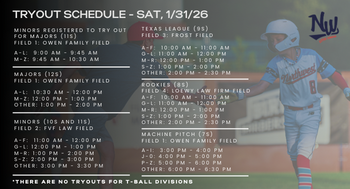 Spring 2026 Tryout Schedule